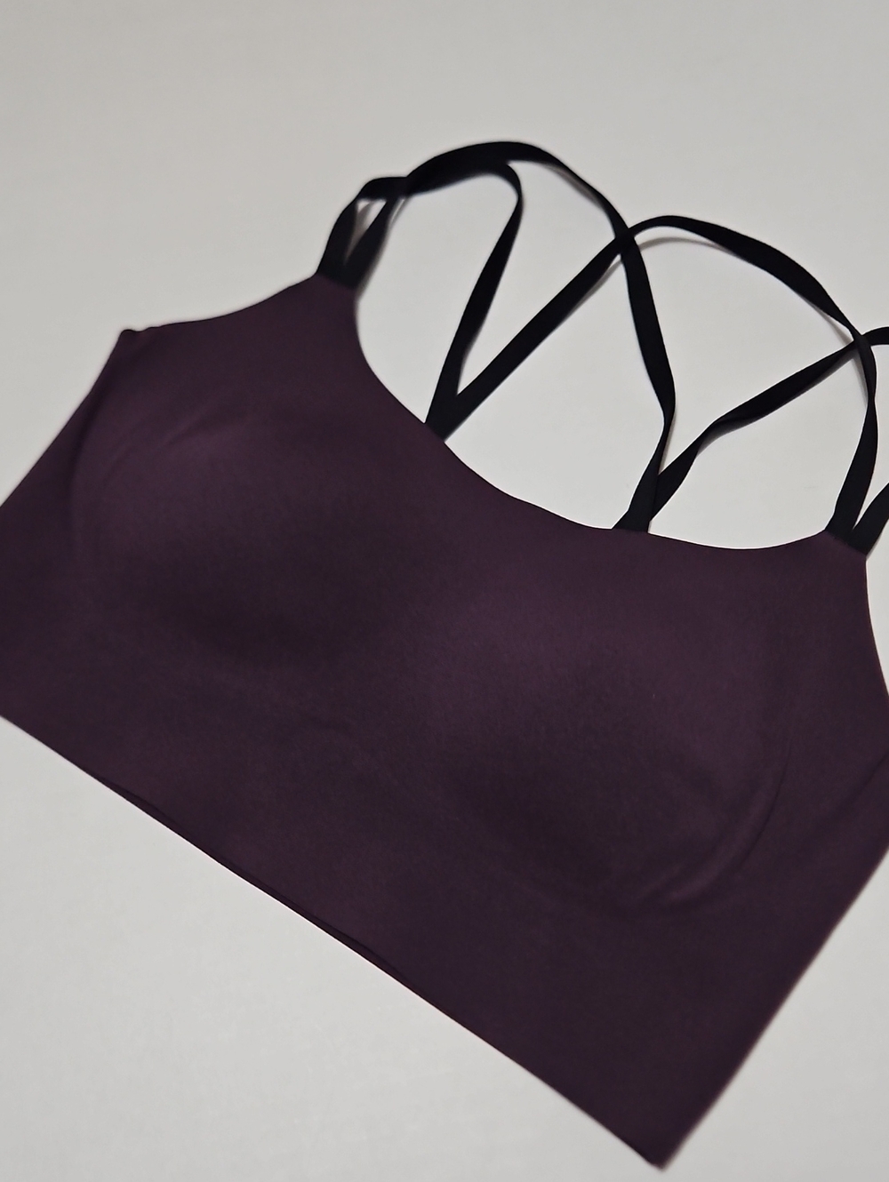 Aerie Offline Deep Plum Seamless Bralette with Black Straps Size L